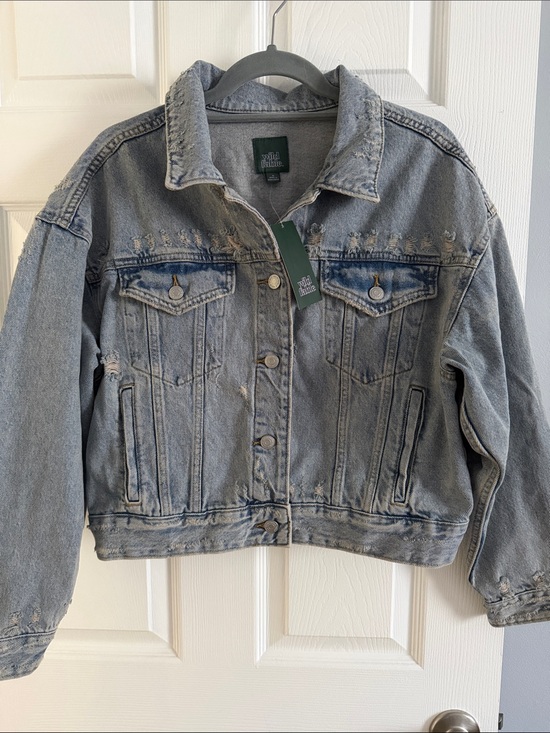 wild fable Jackets & Blazers - wild fable Washed Light Blue Distressed Denim Jacket - size Medium !!BRAND NEW!!